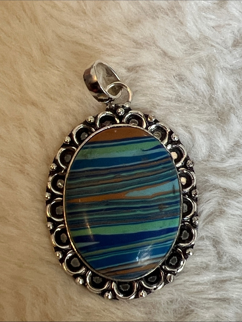 Rainbow Calsilica Synthetic Gemstone Pendant